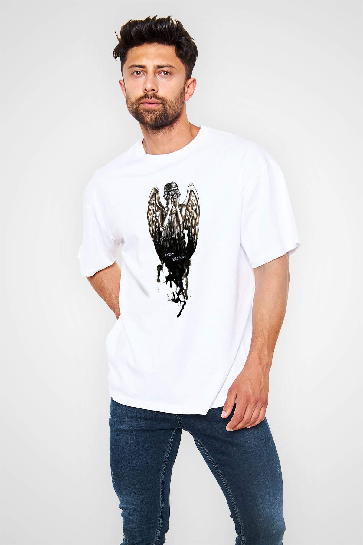 Doctor Who Beyaz Unisex Oversize Tişört T-Shirt