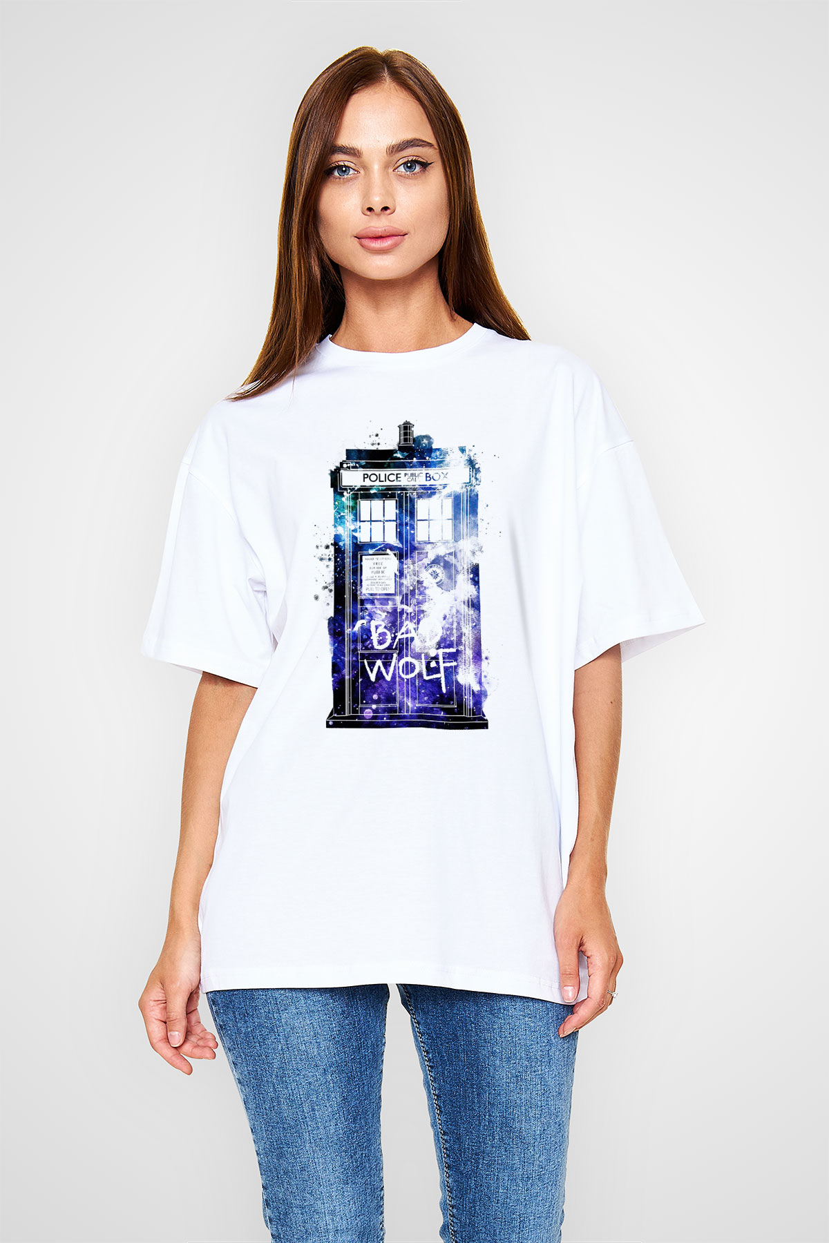 Doctor Who Beyaz Unisex Oversize Tişört T-Shirt