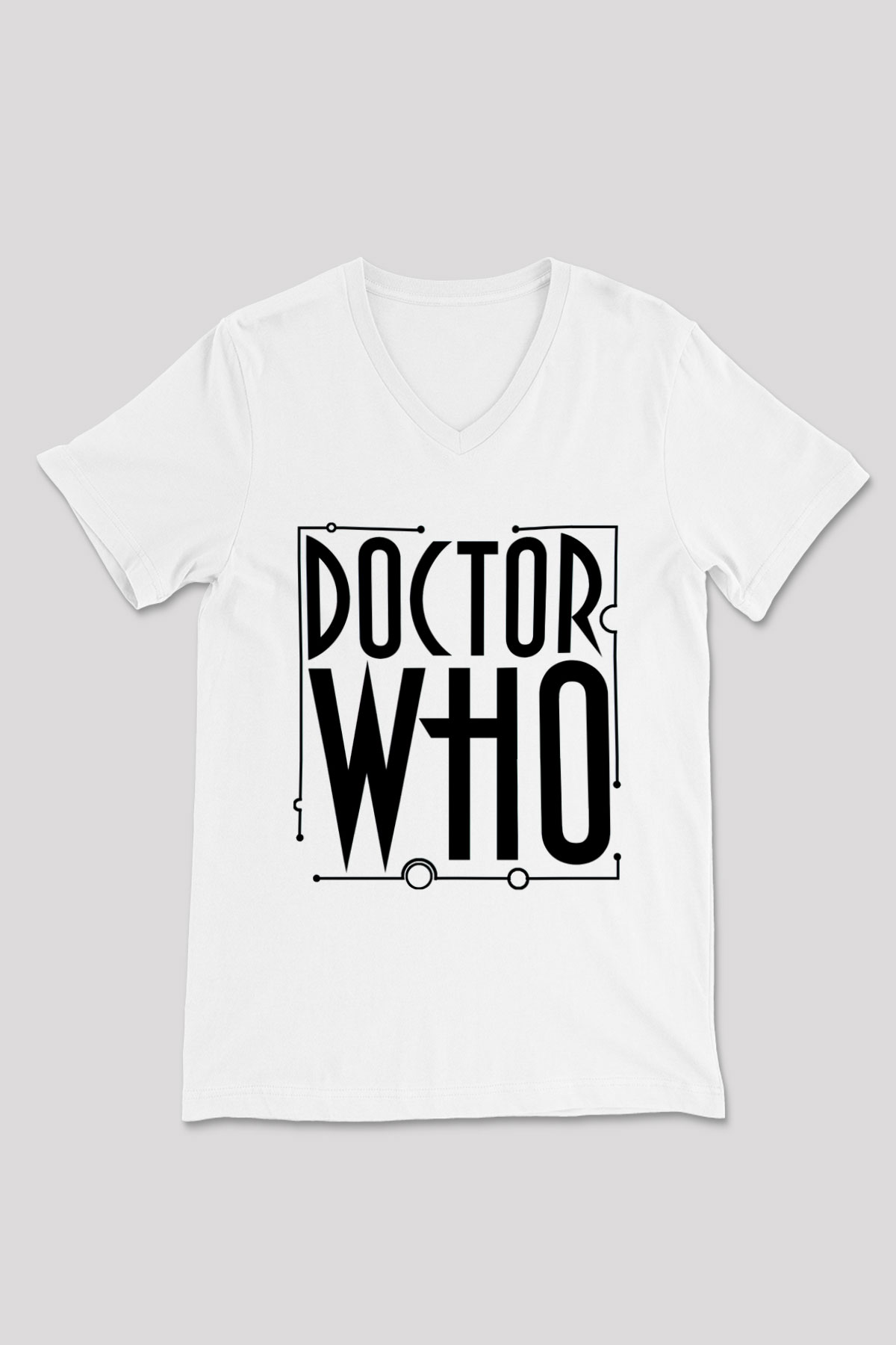 Doctor Who Beyaz Unisex V Yaka Tişört T-Shirt