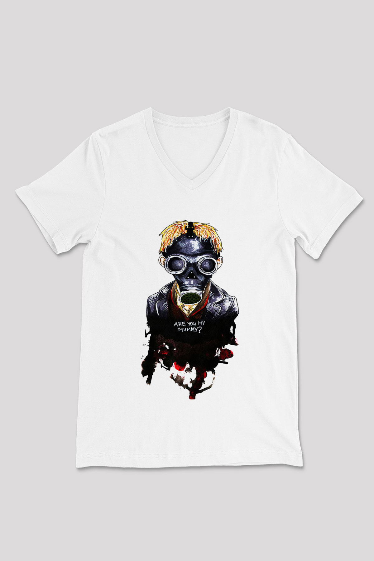 Doctor Who Beyaz Unisex V Yaka Tişört T-Shirt