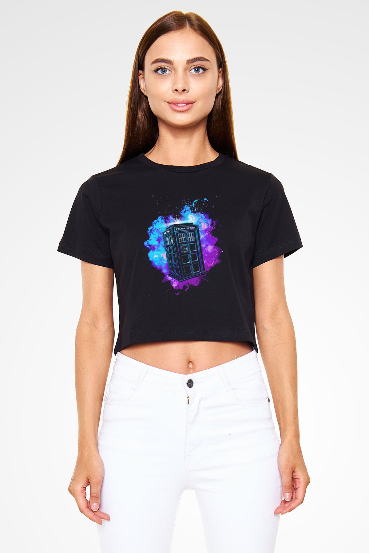 Doctor Who Siyah  Crop Top Tişört