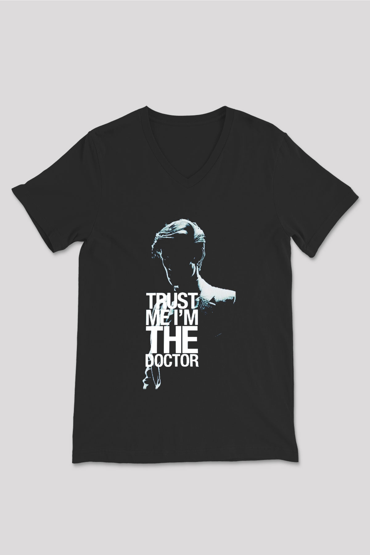 Doctor Who Siyah Unisex V Yaka Tişört T-Shirt