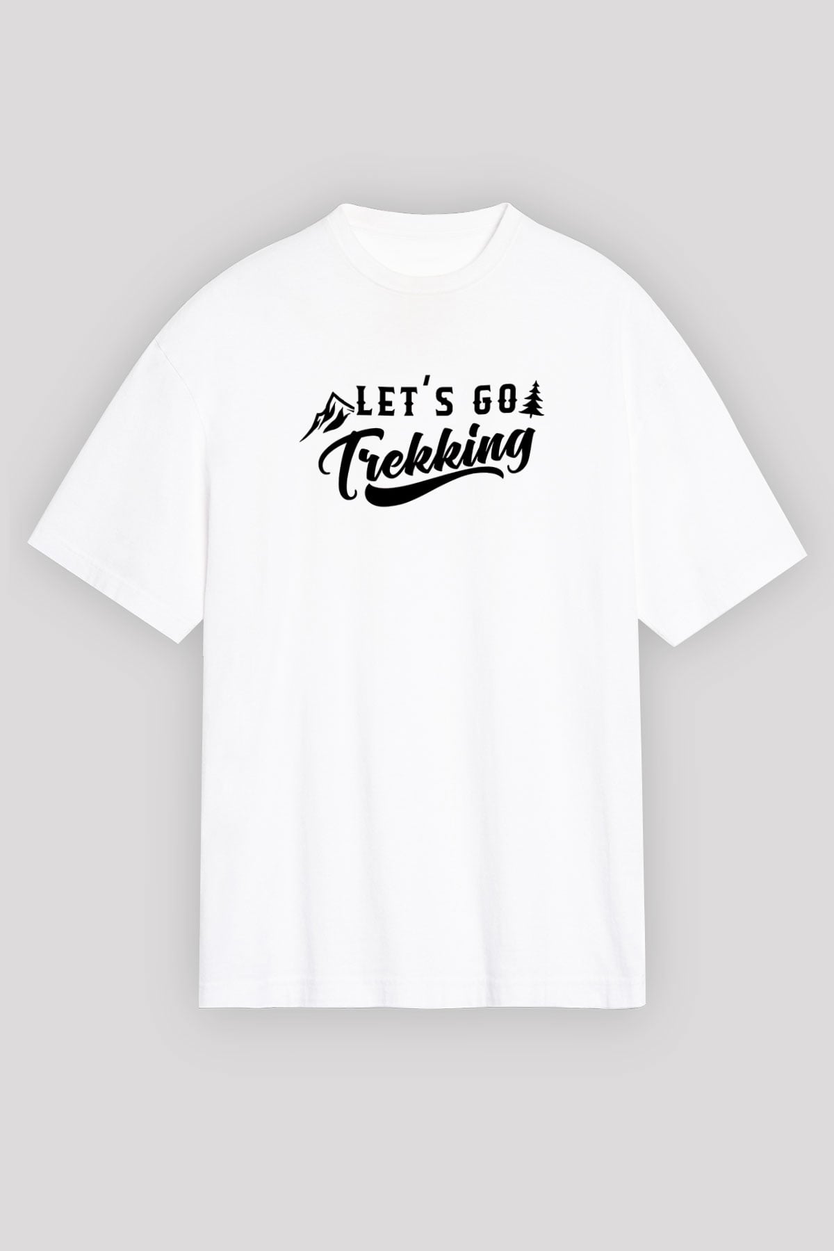 Doğa Yürüyüşü Baskılı Unisex Beyaz Oversize Tişört - Tshirt