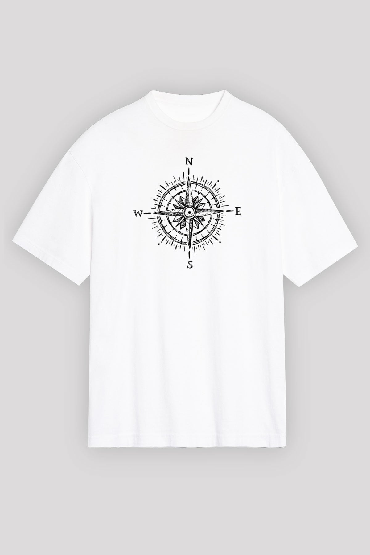 Doğa Yürüyüşü Baskılı Unisex Beyaz Oversize Tişört - Tshirt