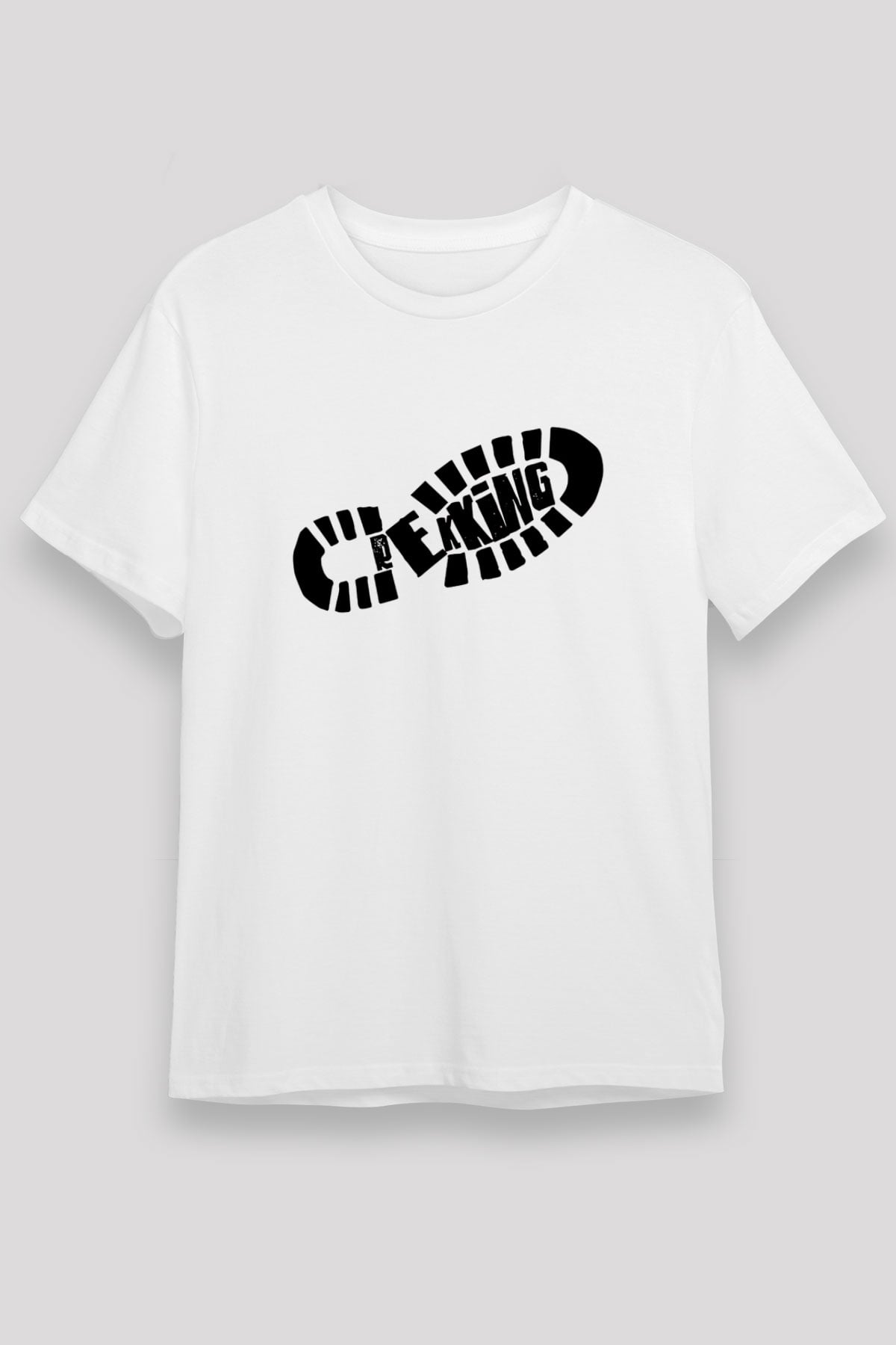Doğa Yürüyüşü Baskılı Unisex Beyaz Tişört - Tshirt