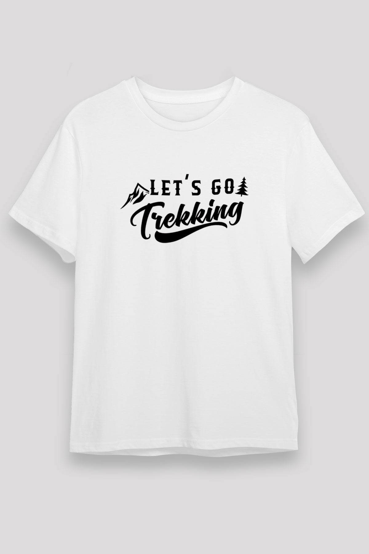 Doğa Yürüyüşü Baskılı Unisex Beyaz Tişört - Tshirt