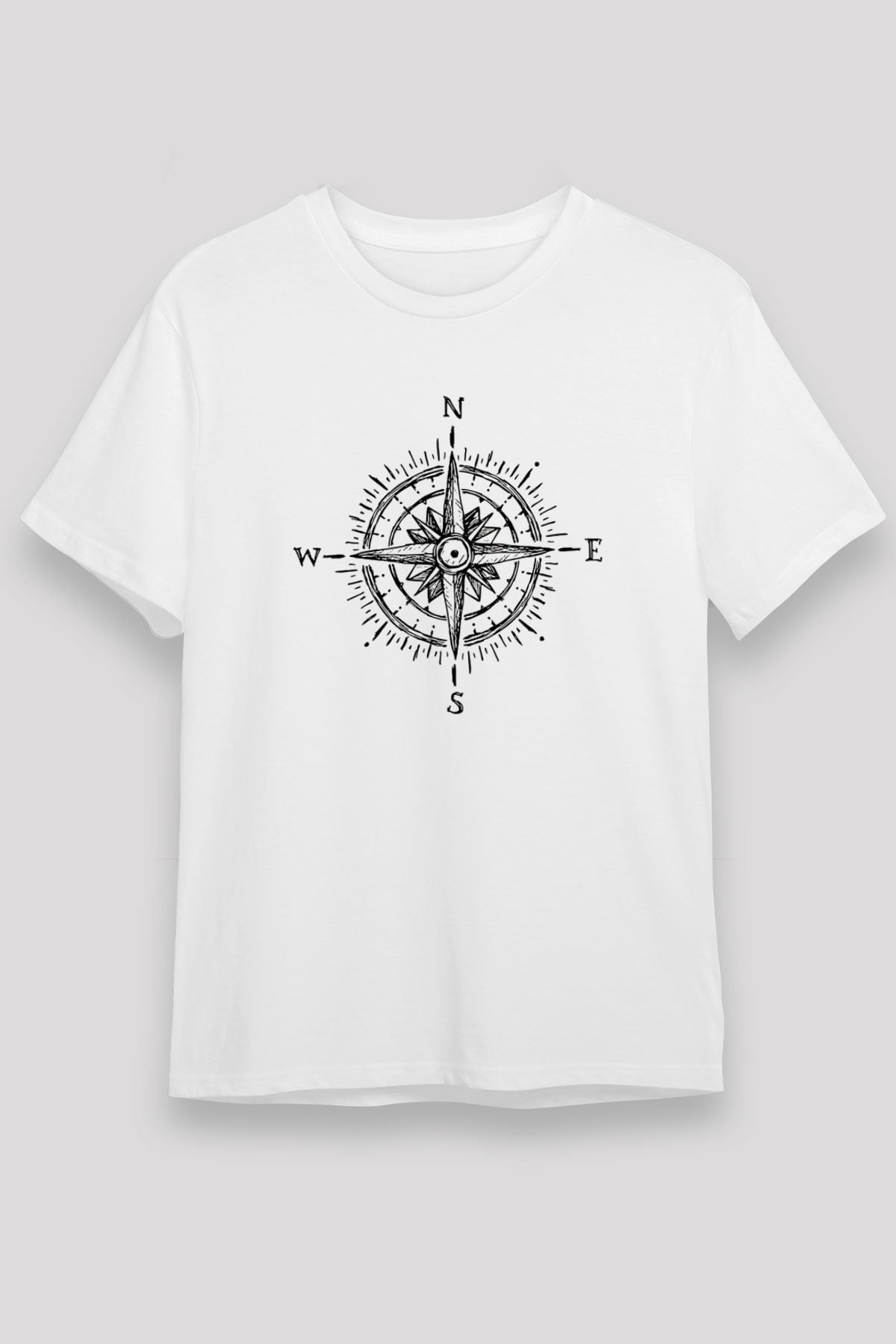 Doğa Yürüyüşü Baskılı Unisex Beyaz Tişört - Tshirt