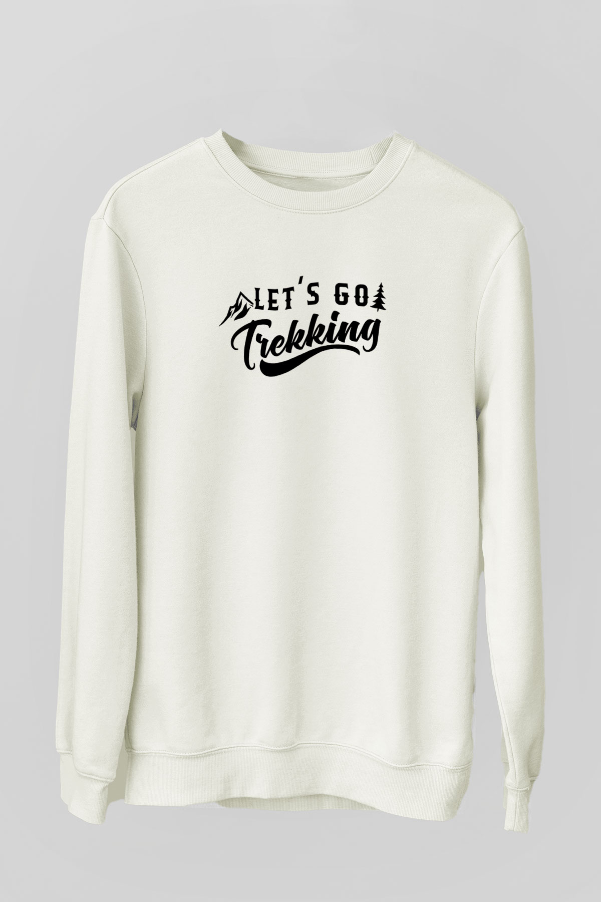Doğa Yürüyüşü Baskılı Unisex Ekru Sweatshirt