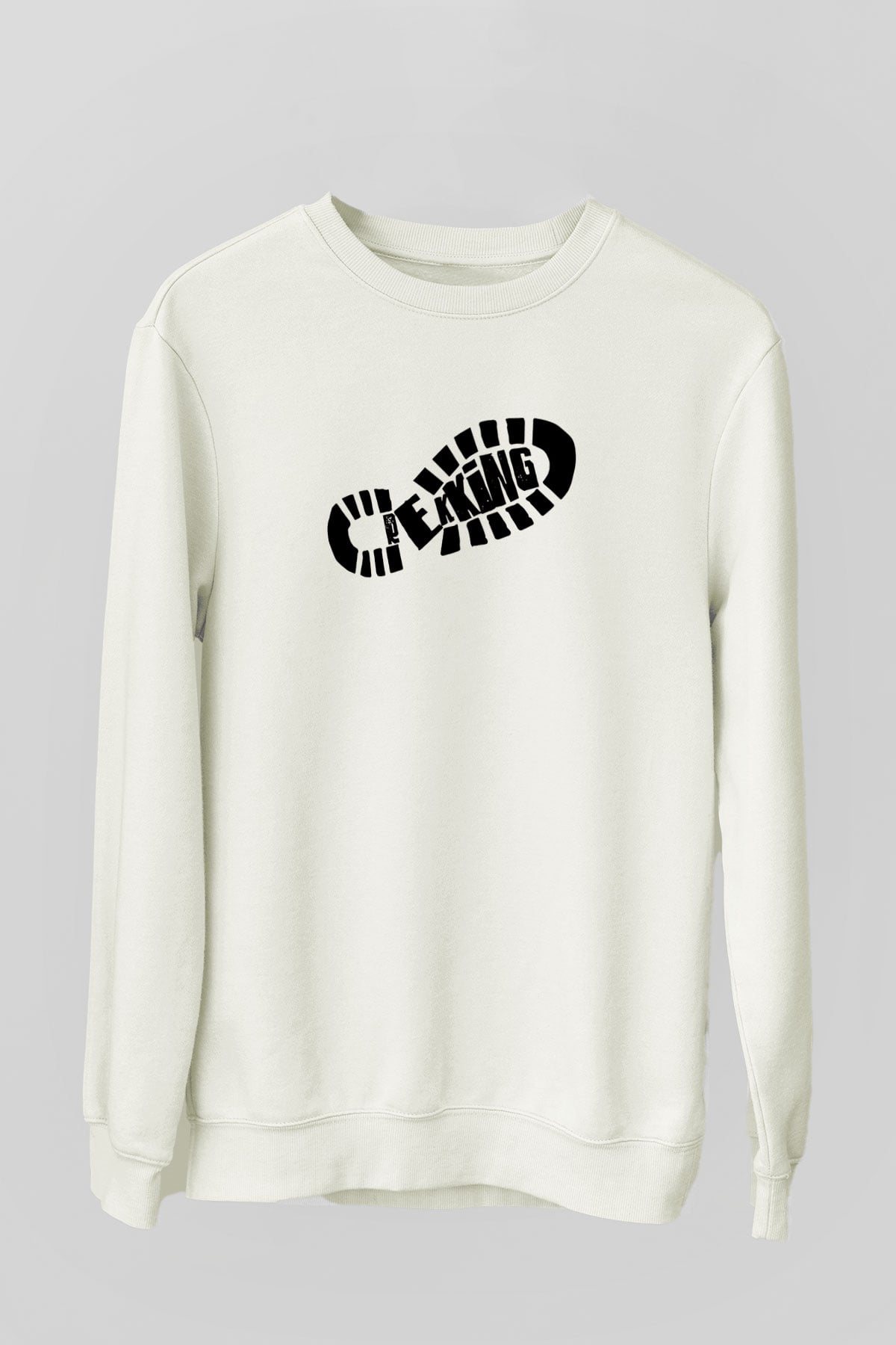 Doğa Yürüyüşü Baskılı Unisex Ekru Sweatshirt