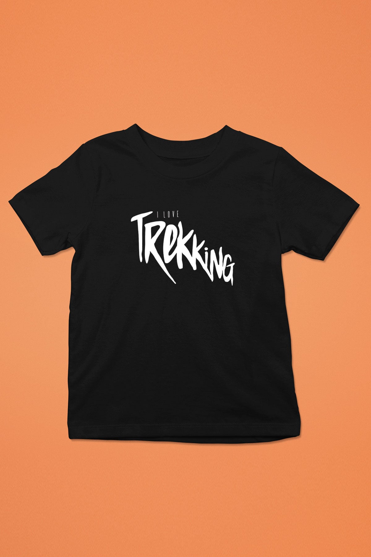 Doğa Yürüyüşü - Trekking Baskılı Unisex Siyah Çocuk Tİşörtü - Tshirt