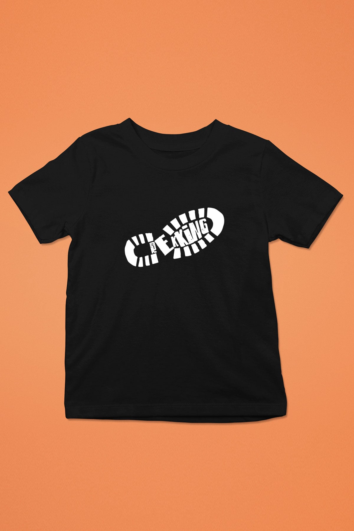 Doğa Yürüyüşü - Trekking Baskılı Unisex Siyah Çocuk Tİşörtü - Tshirt