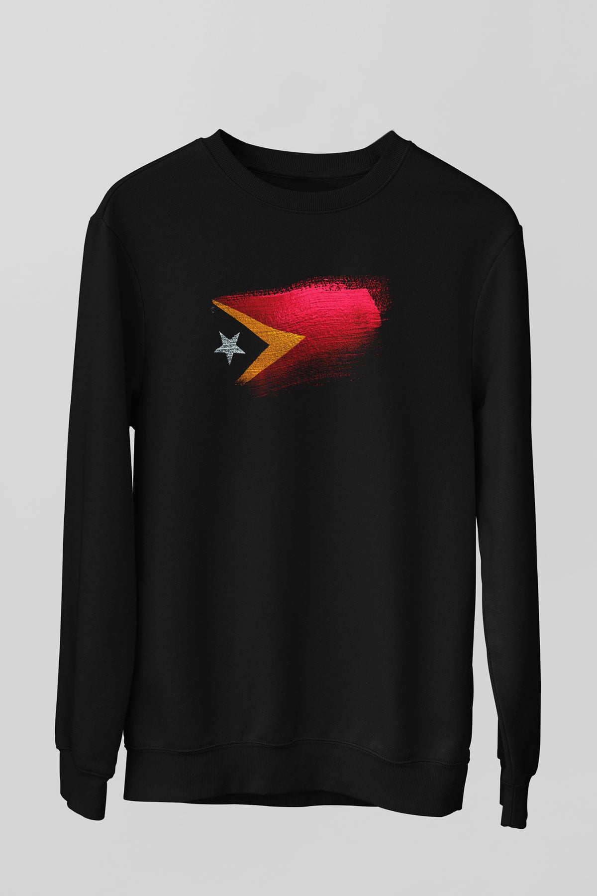 Doğu Timor - East Timor Bayrağı Baskılı Unisex Siyah Sweatshirt