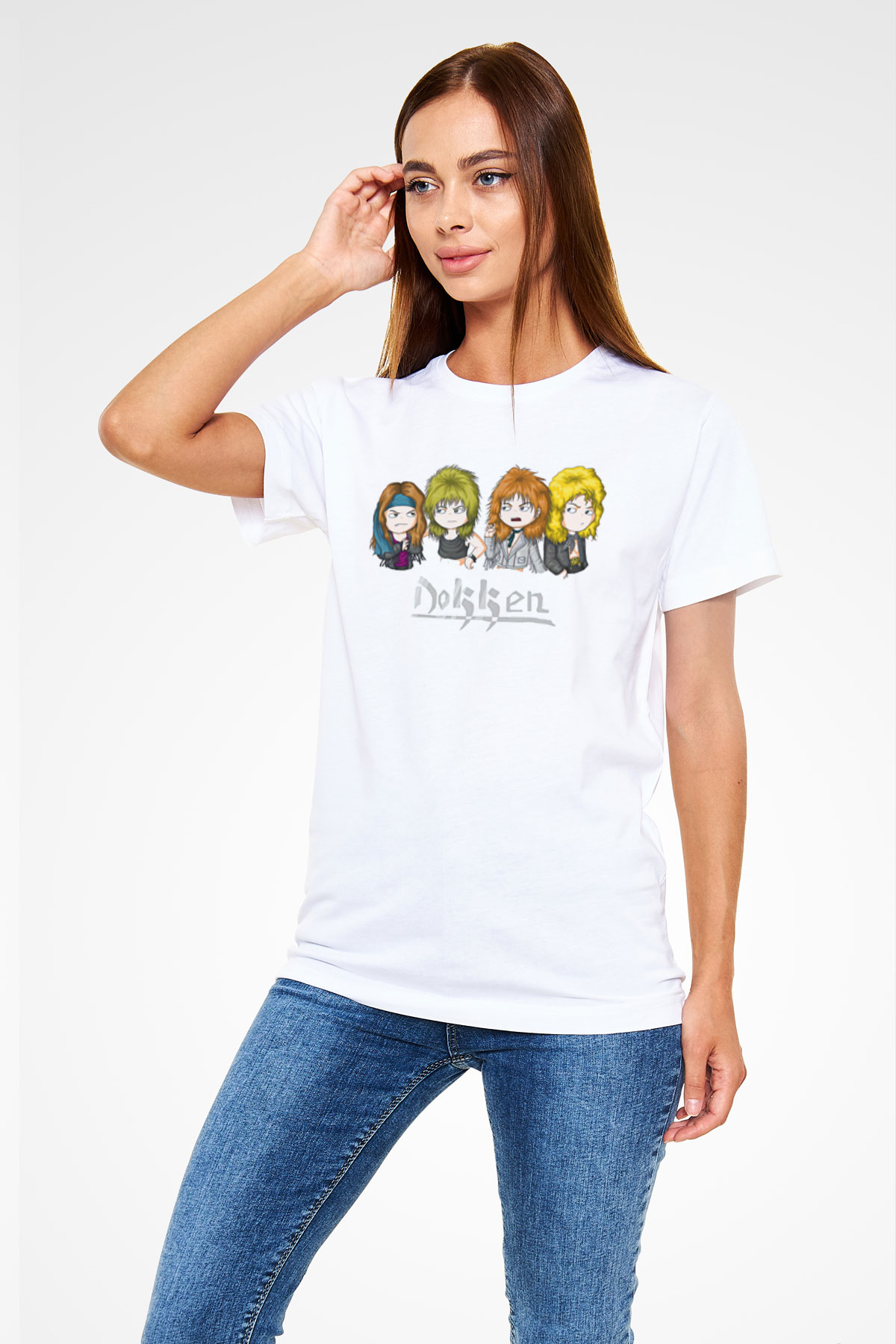 Dokken Baskılı Unisex Beyaz Tişört - Tshirt