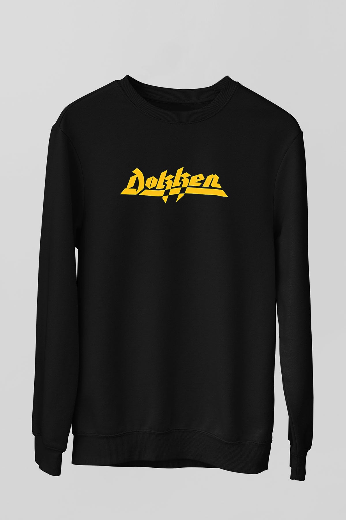 Dokken Baskılı Unisex Siyah Sweatshirt