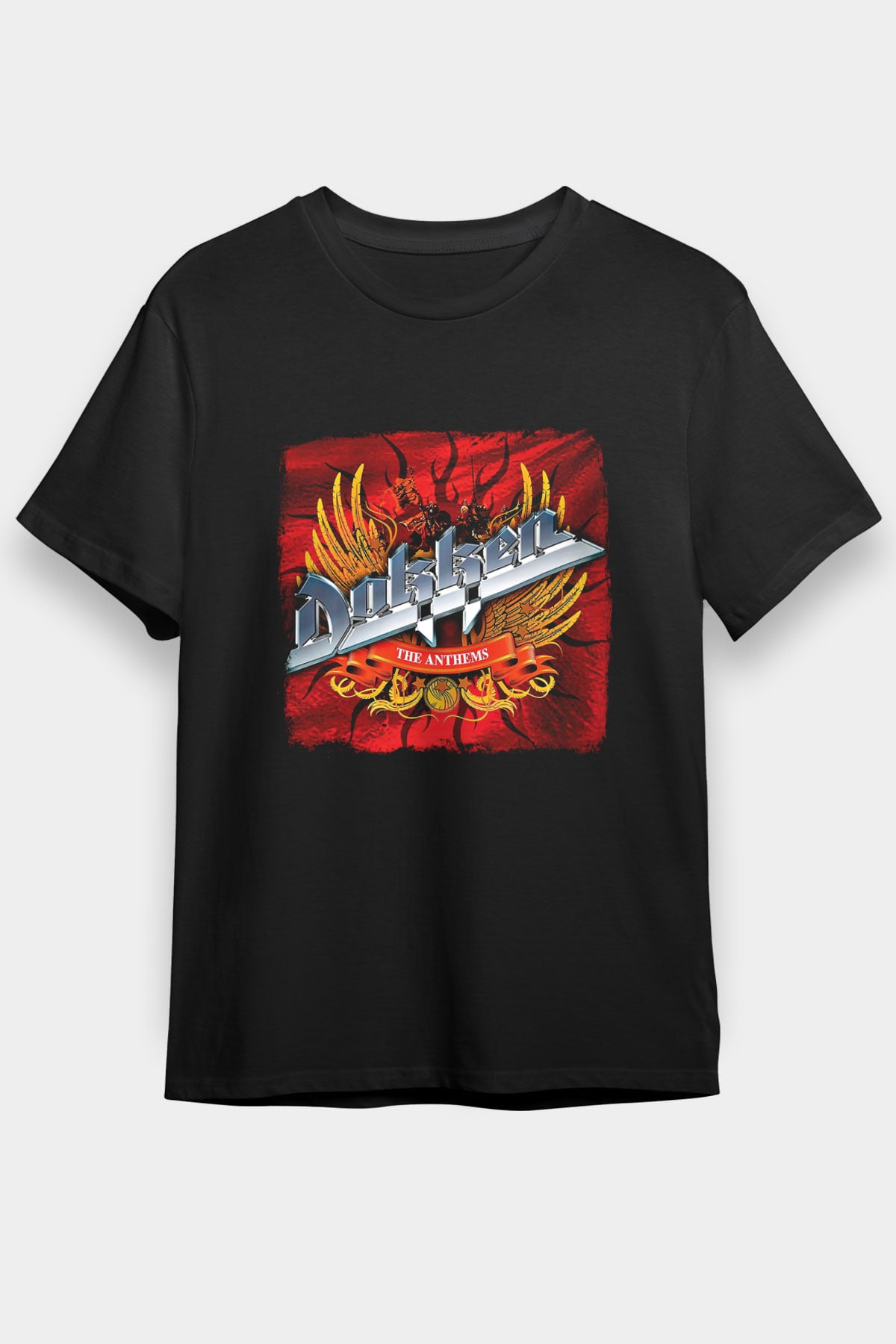 Dokken Baskılı Unisex Siyah Tişört