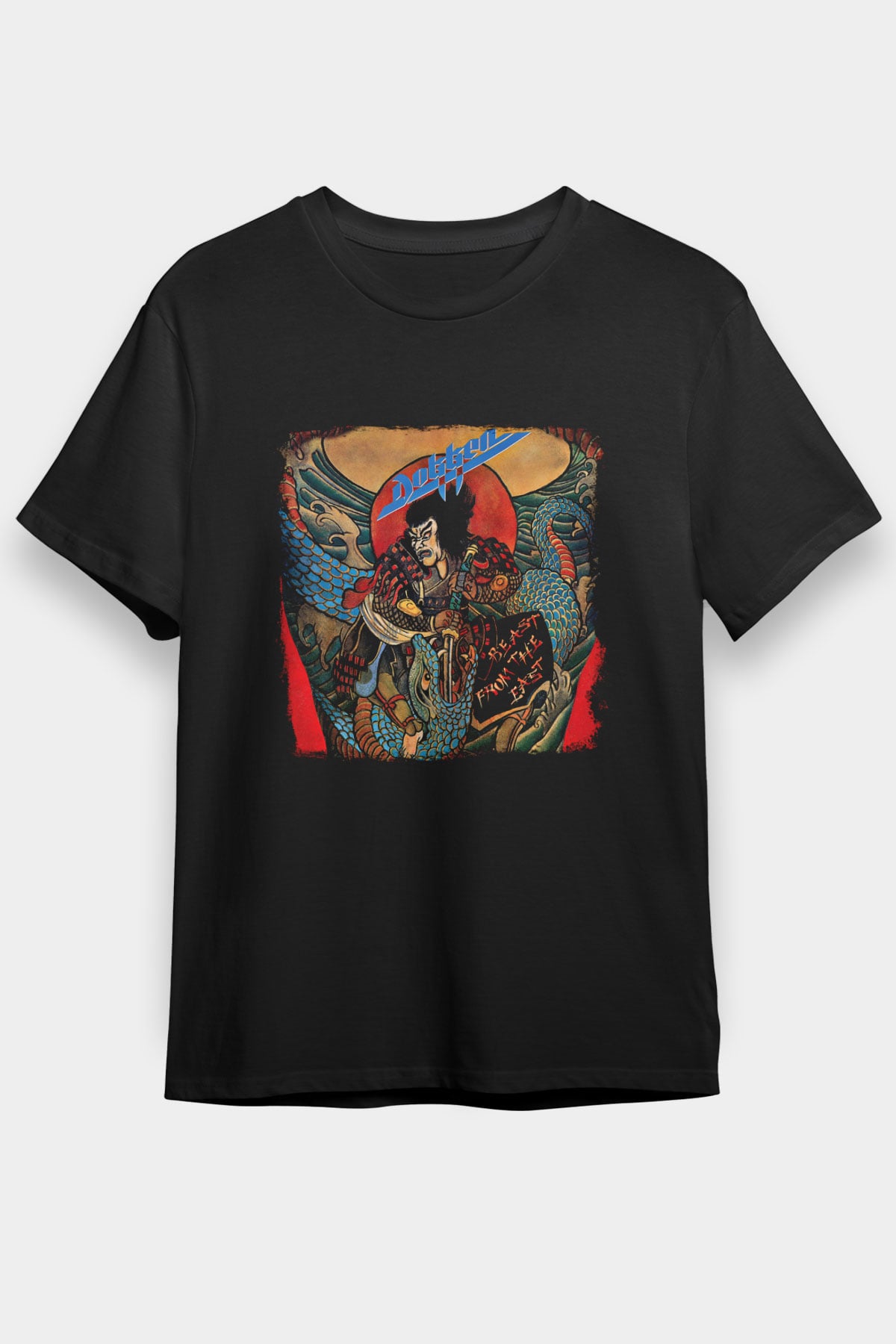 Dokken Baskılı Unisex Siyah Tişört