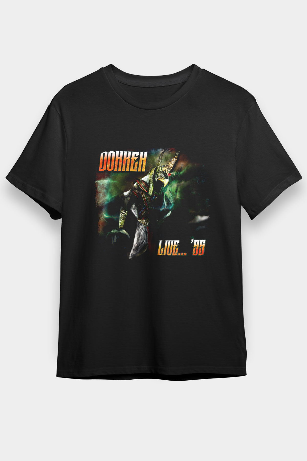 Dokken Baskılı Unisex Siyah Tişört