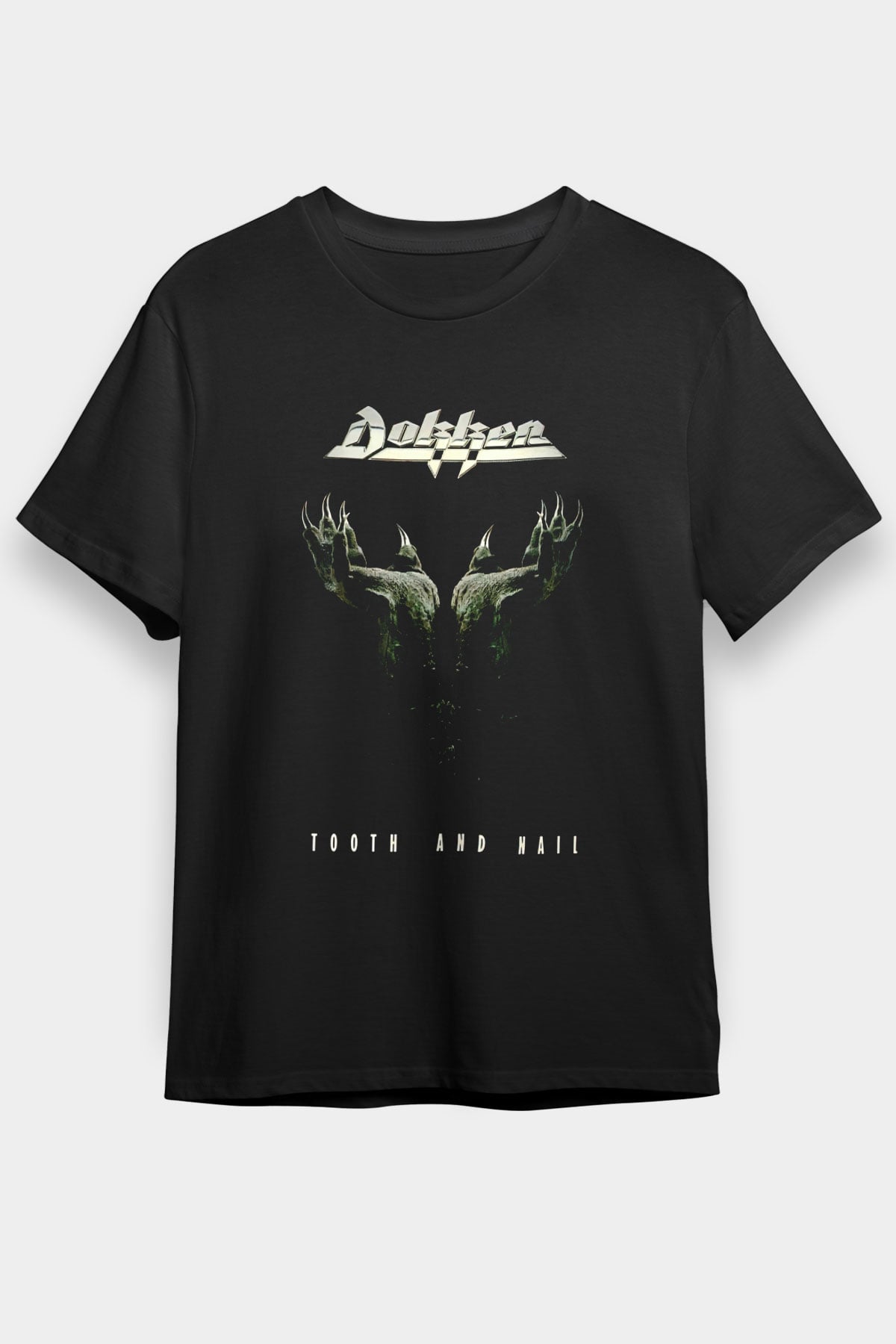 Dokken Baskılı Unisex Siyah Tişört - Tshirt
