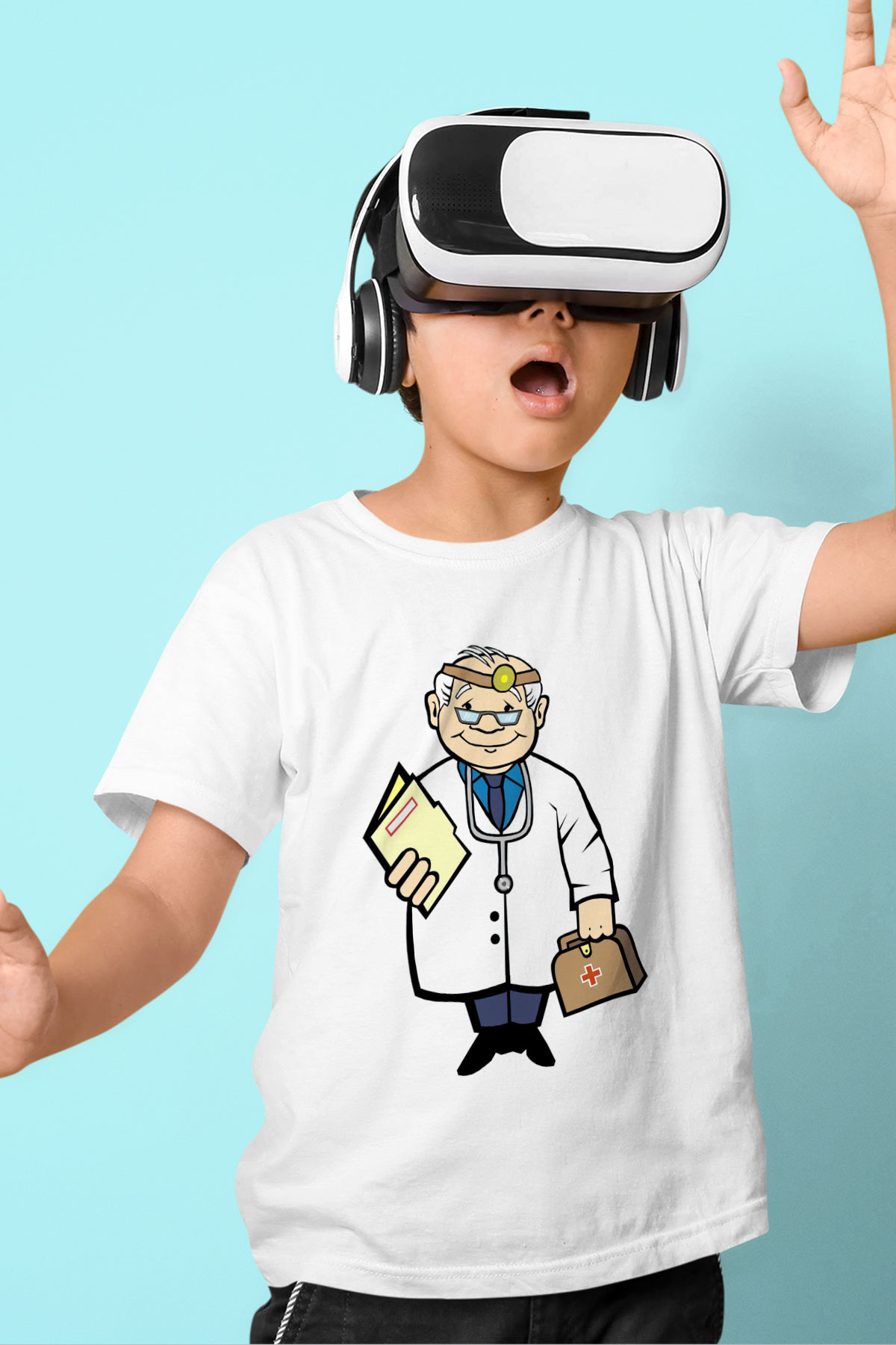 Doktor Beyaz Unisex Çocuk Tişört
