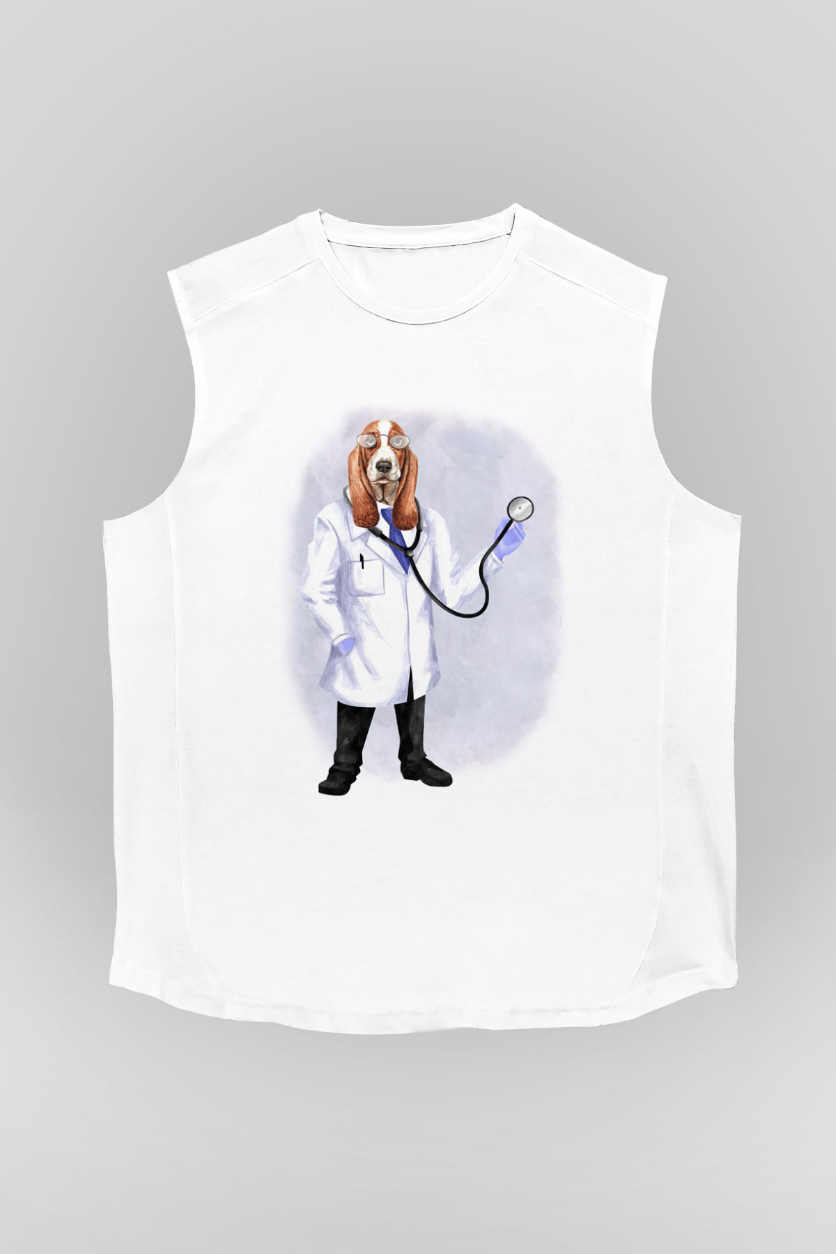 Doktor Beyaz Unisex Kolsuz Tişört