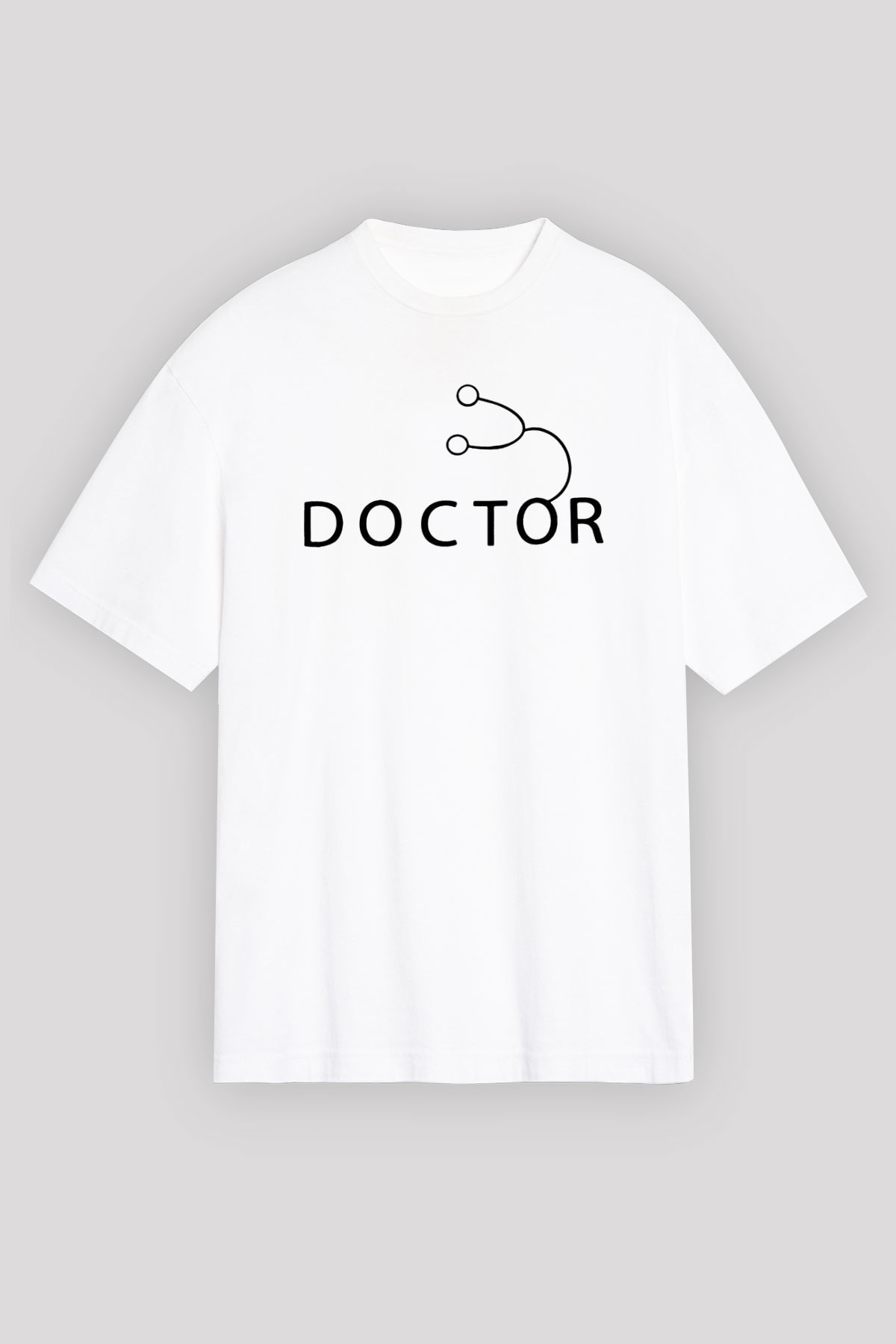 Doktor Beyaz Unisex Oversize Tişört T-Shirt