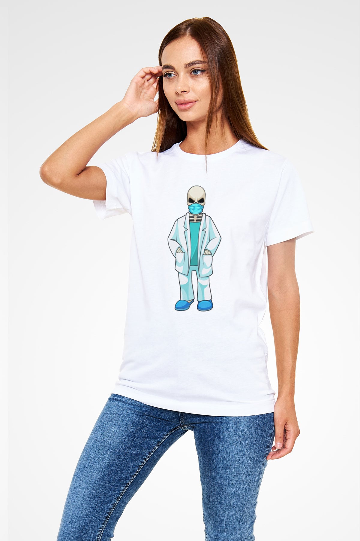 Doktor Beyaz Unisex Tişört T-Shirt - TişörtFabrikası