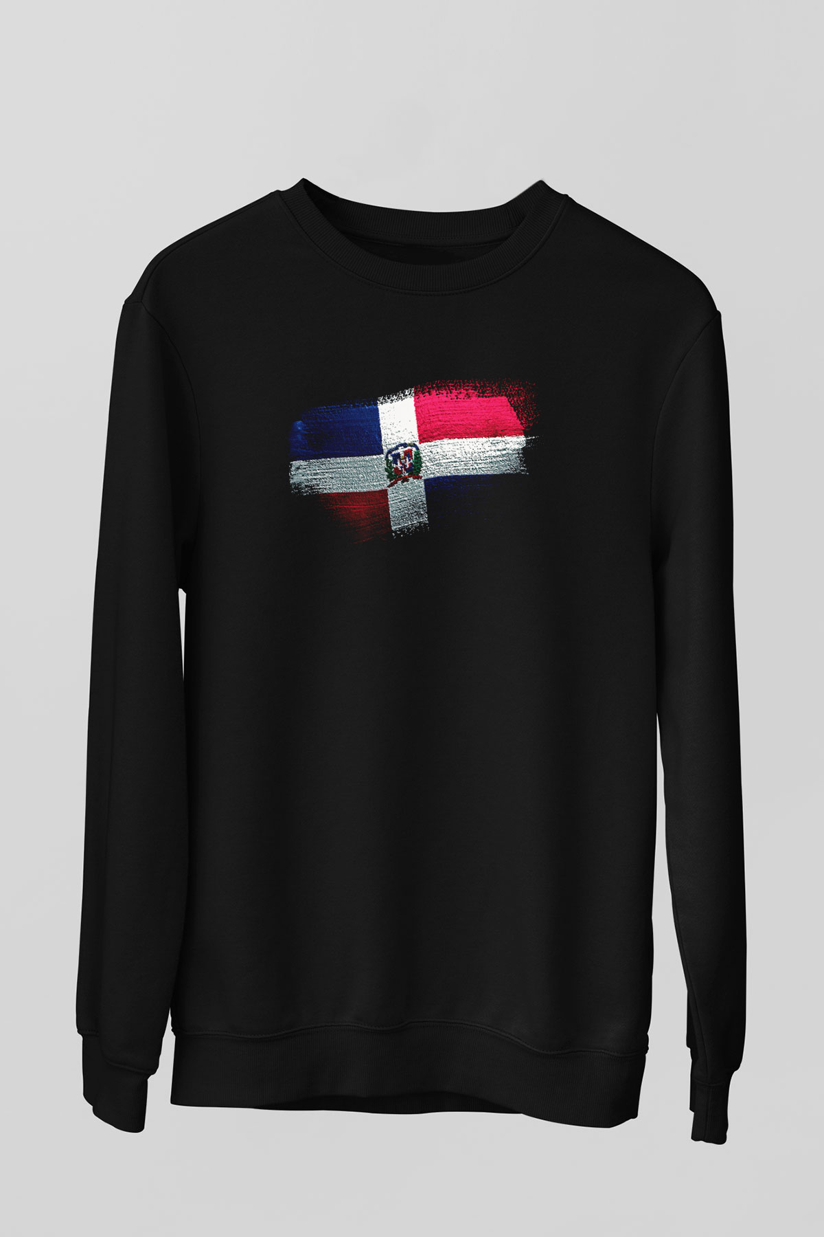 Dominik Cumhuriyeti - Dominican Republic Bayrağı Baskılı Unisex Siyah Sweatshirt