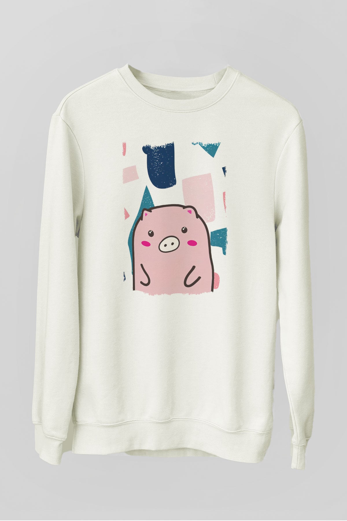 Domuz Beyaz Unisex Sweatshirt