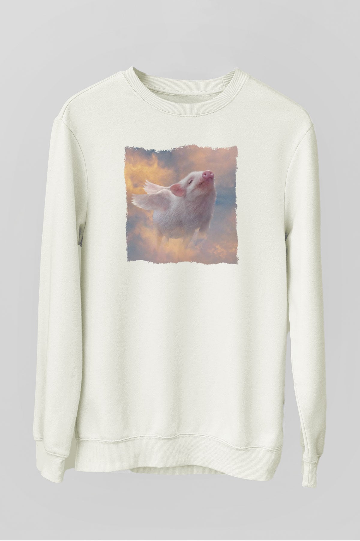 Domuz Beyaz Unisex Sweatshirt
