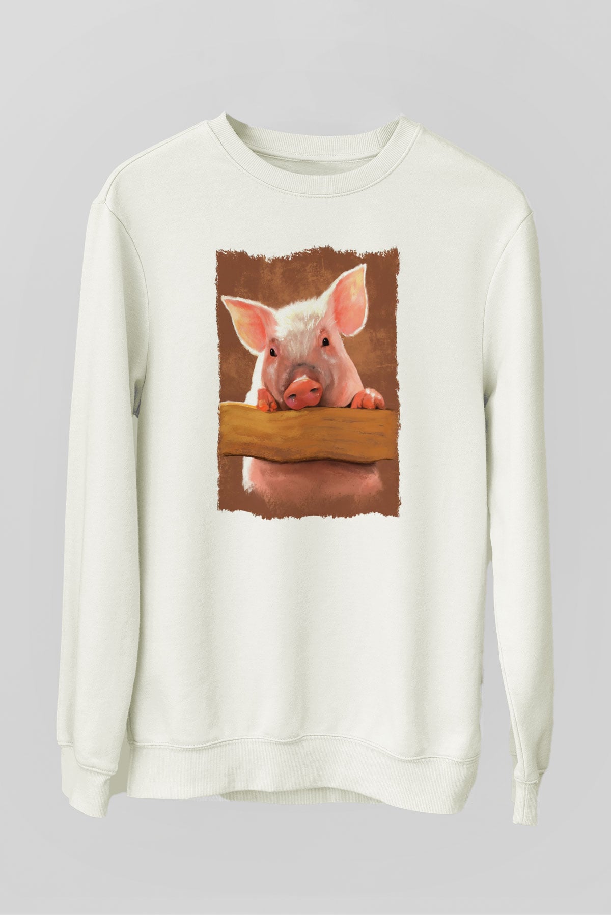 Domuz Beyaz Unisex Sweatshirt