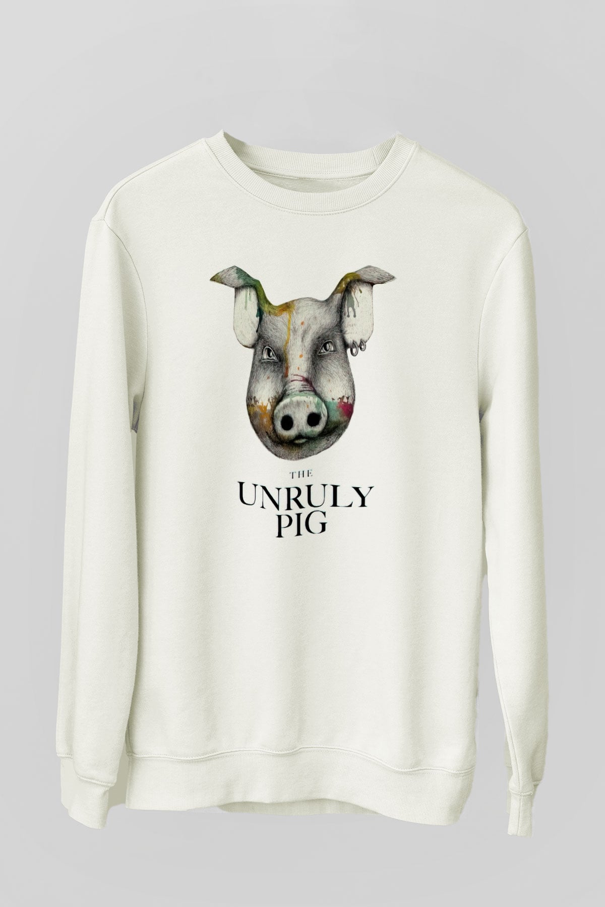 Domuz Beyaz Unisex Sweatshirt