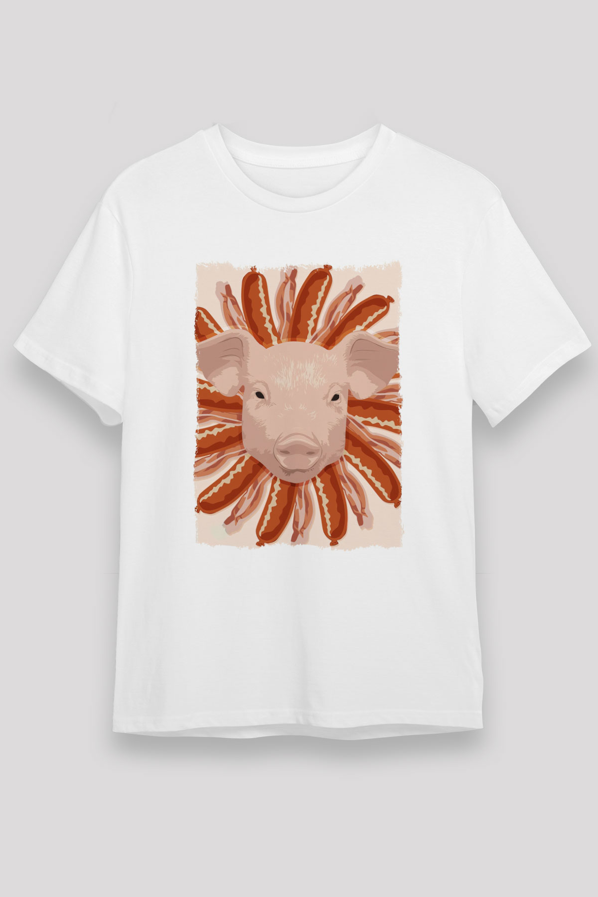 Domuz Beyaz Unisex Tişört T-Shirt - TişörtFabrikası