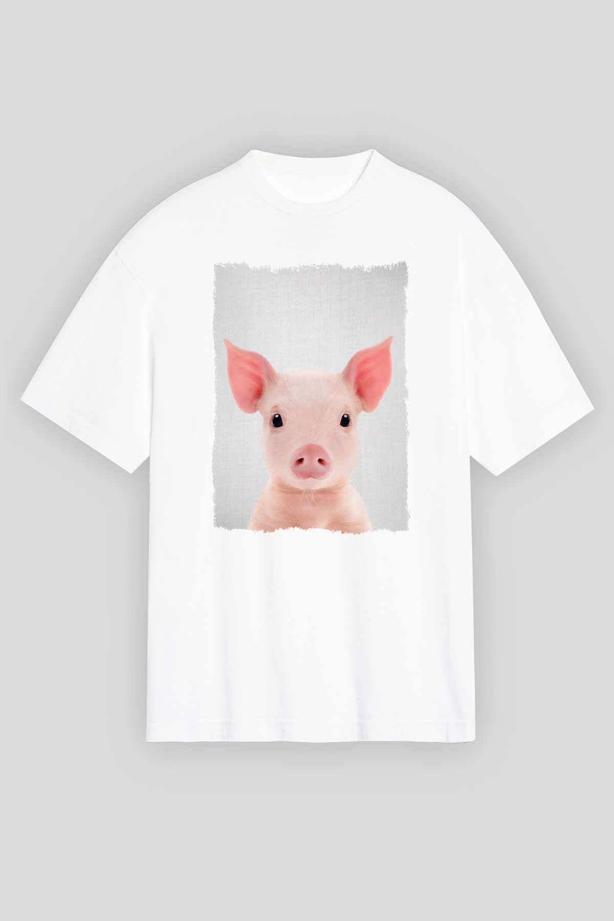 Domuz Beyaz Unisex Tişört T-Shirt - TişörtFabrikası