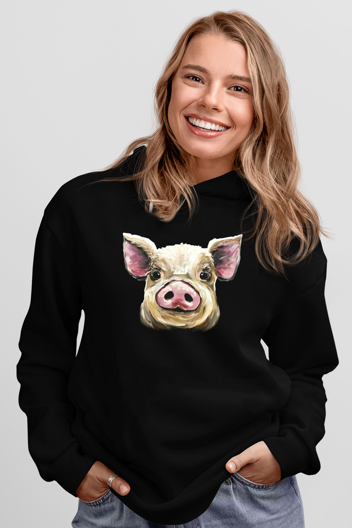 Domuz Siyah Unisex Hoodie