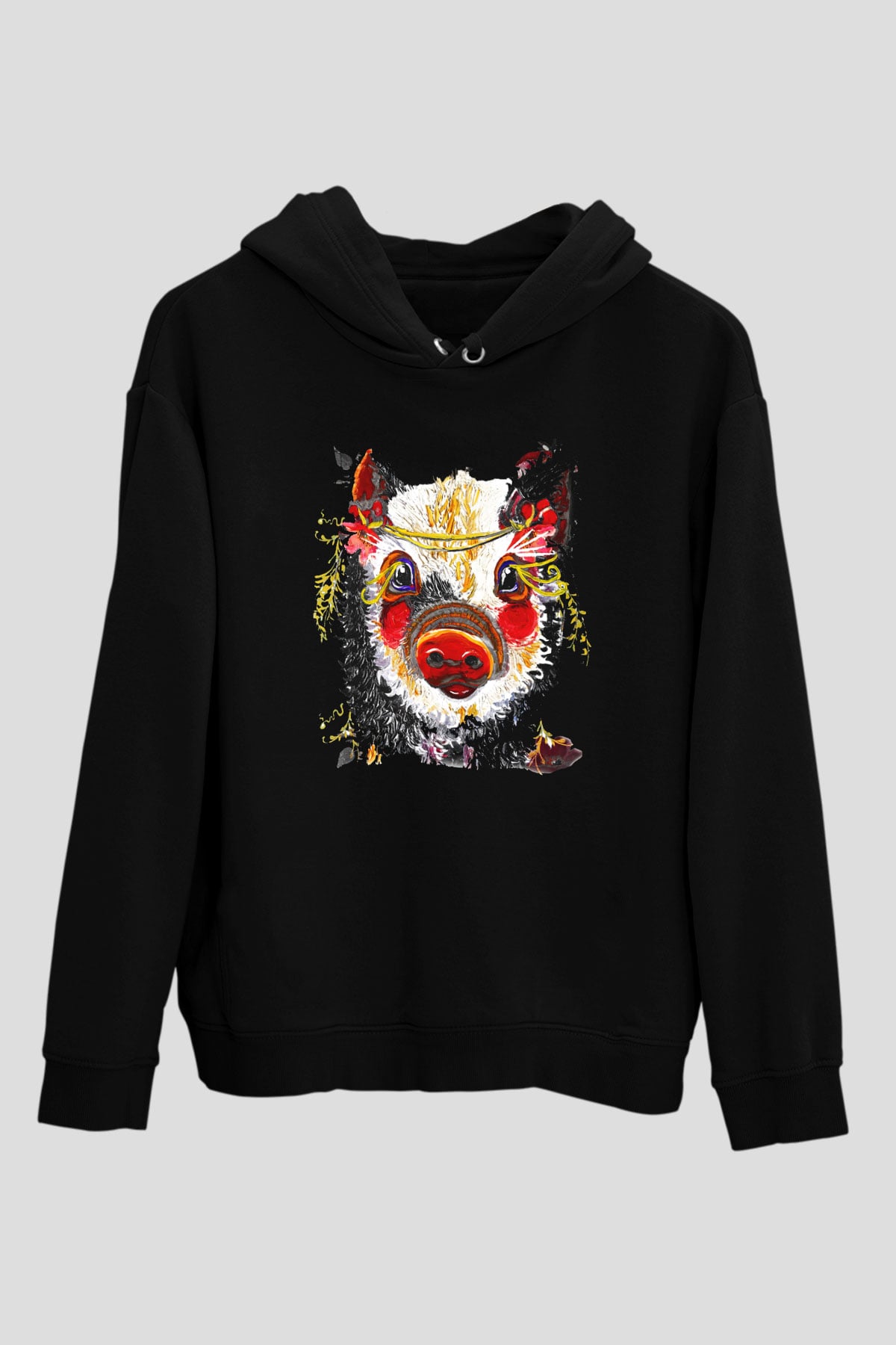 Domuz Siyah Unisex Hoodie