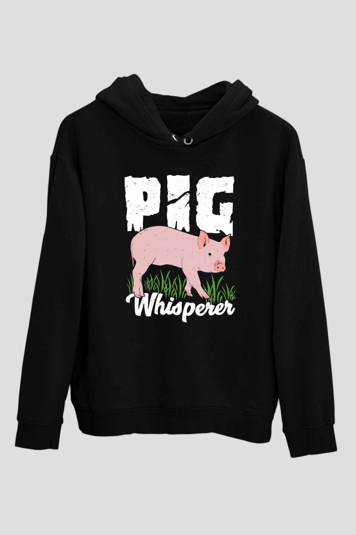 Domuz Siyah Unisex Kapüşonlu Sweatshirt