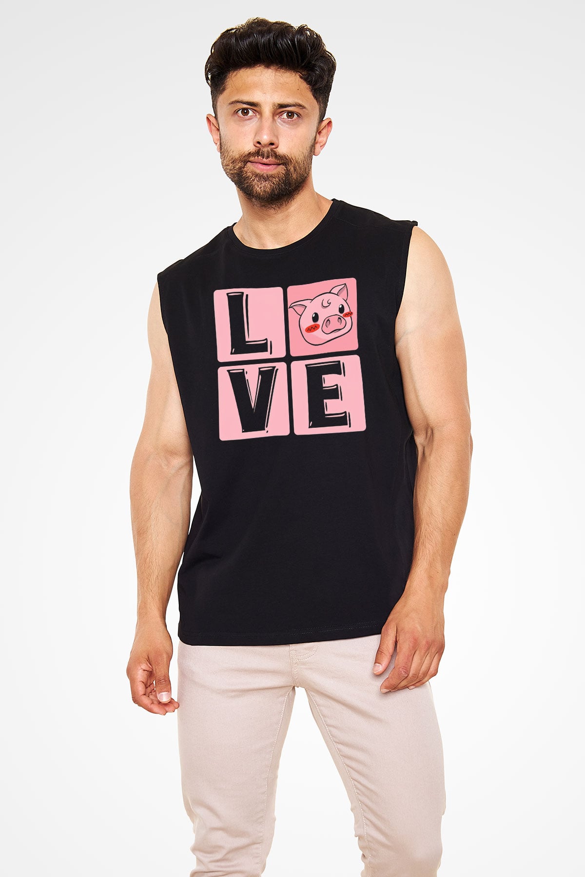 Domuz Siyah Unisex Kolsuz Tişört