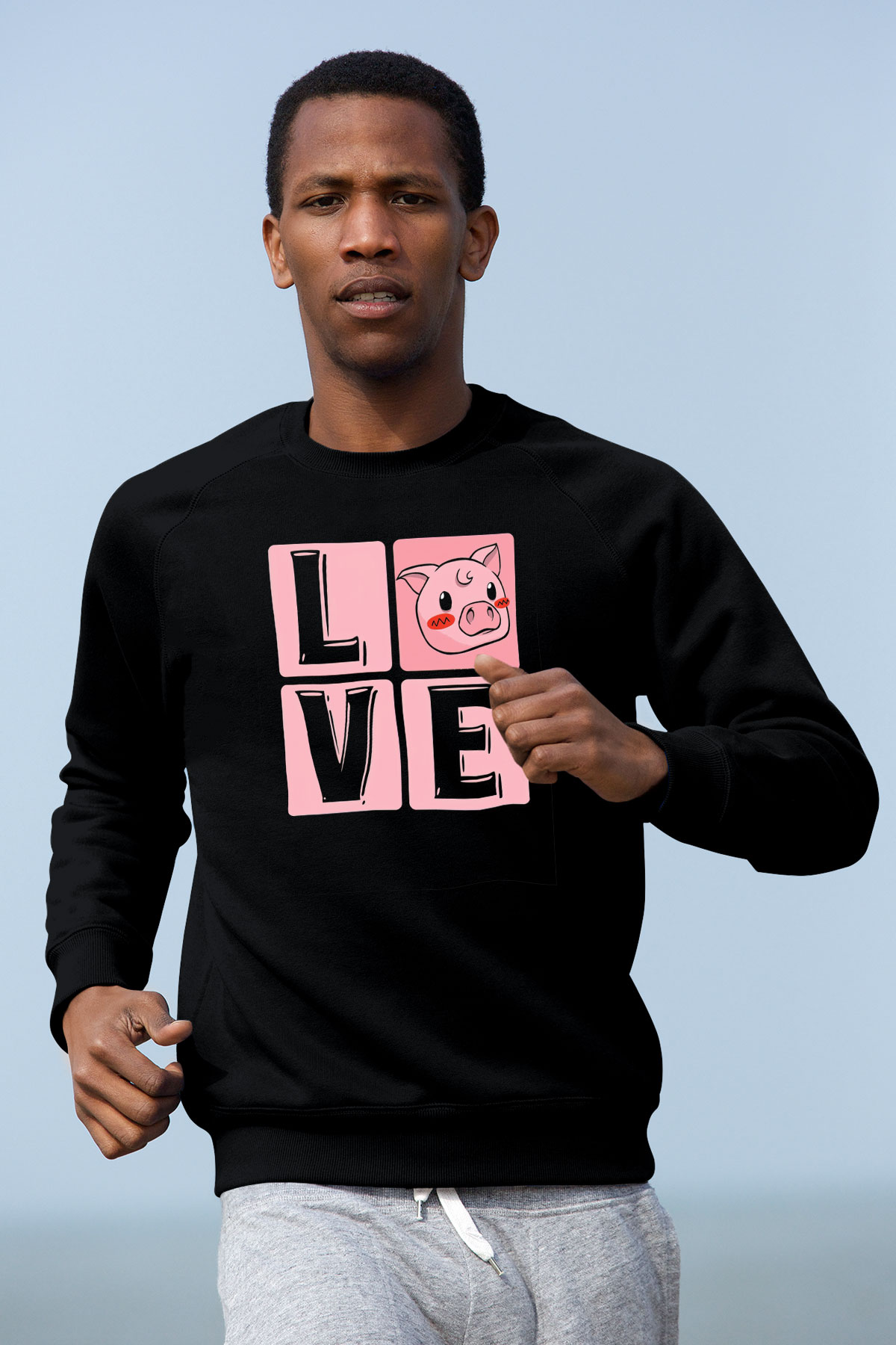 Domuz Siyah Unisex Sweatshirt