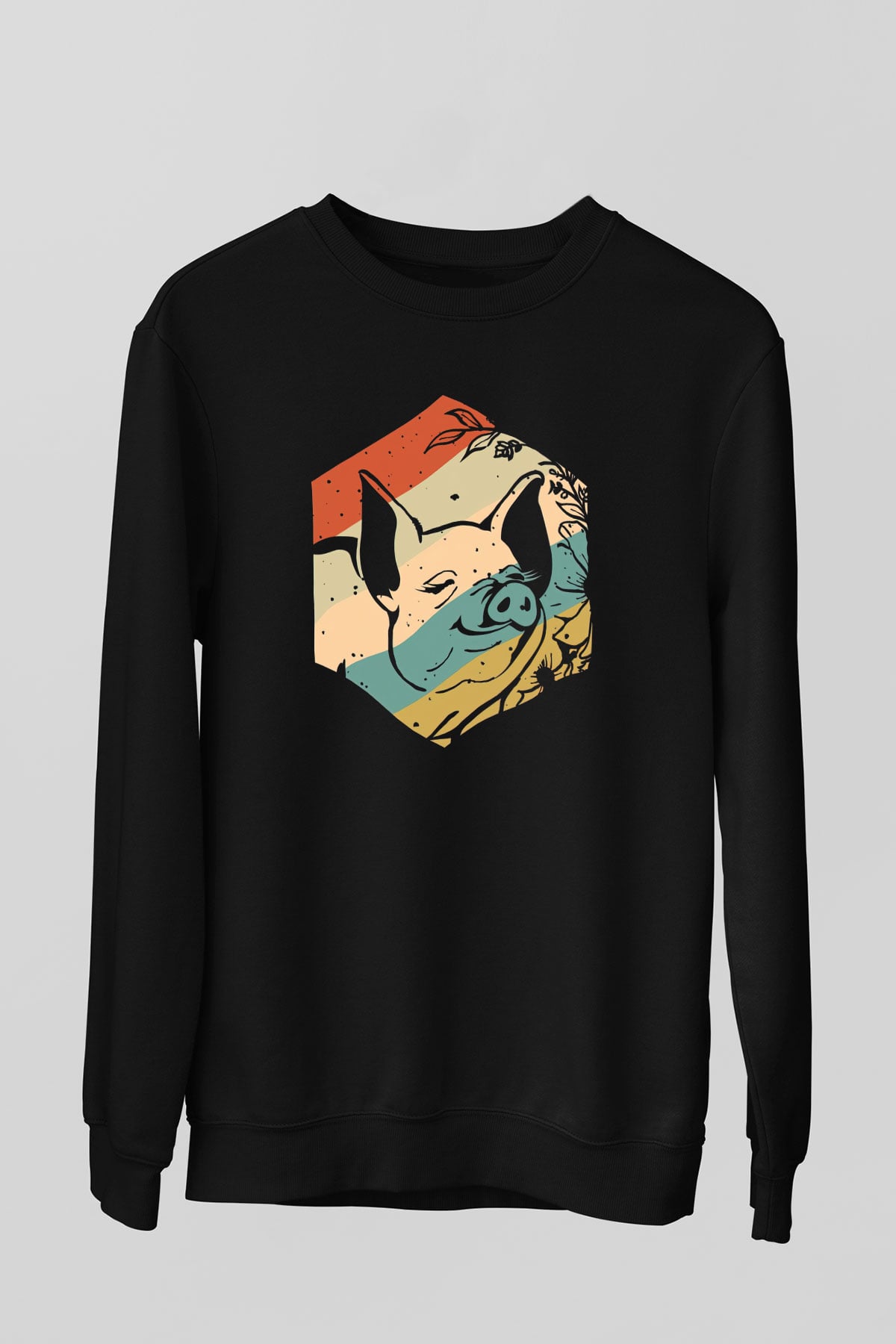Domuz Siyah Unisex Sweatshirt