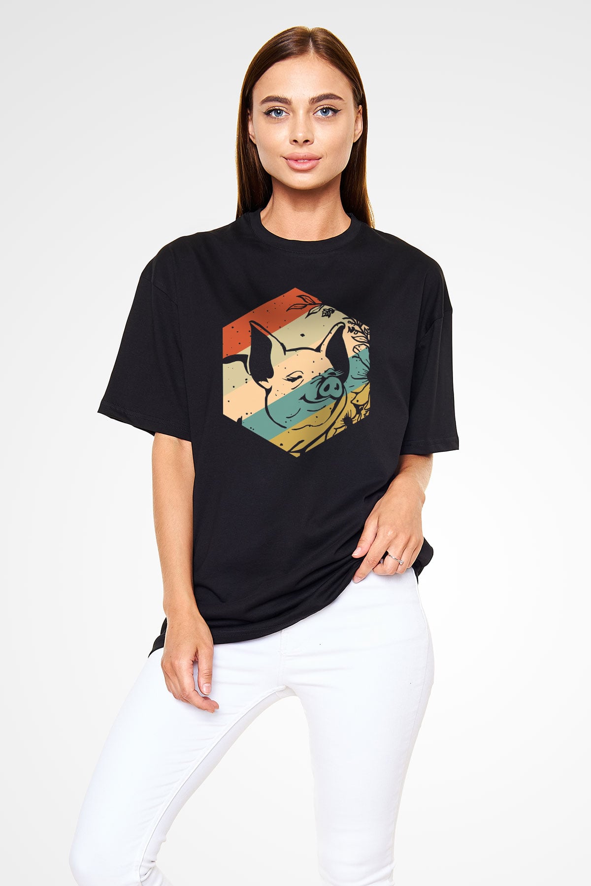 Domuz Siyah Unisex Tişört T-Shirt - TişörtFabrikası