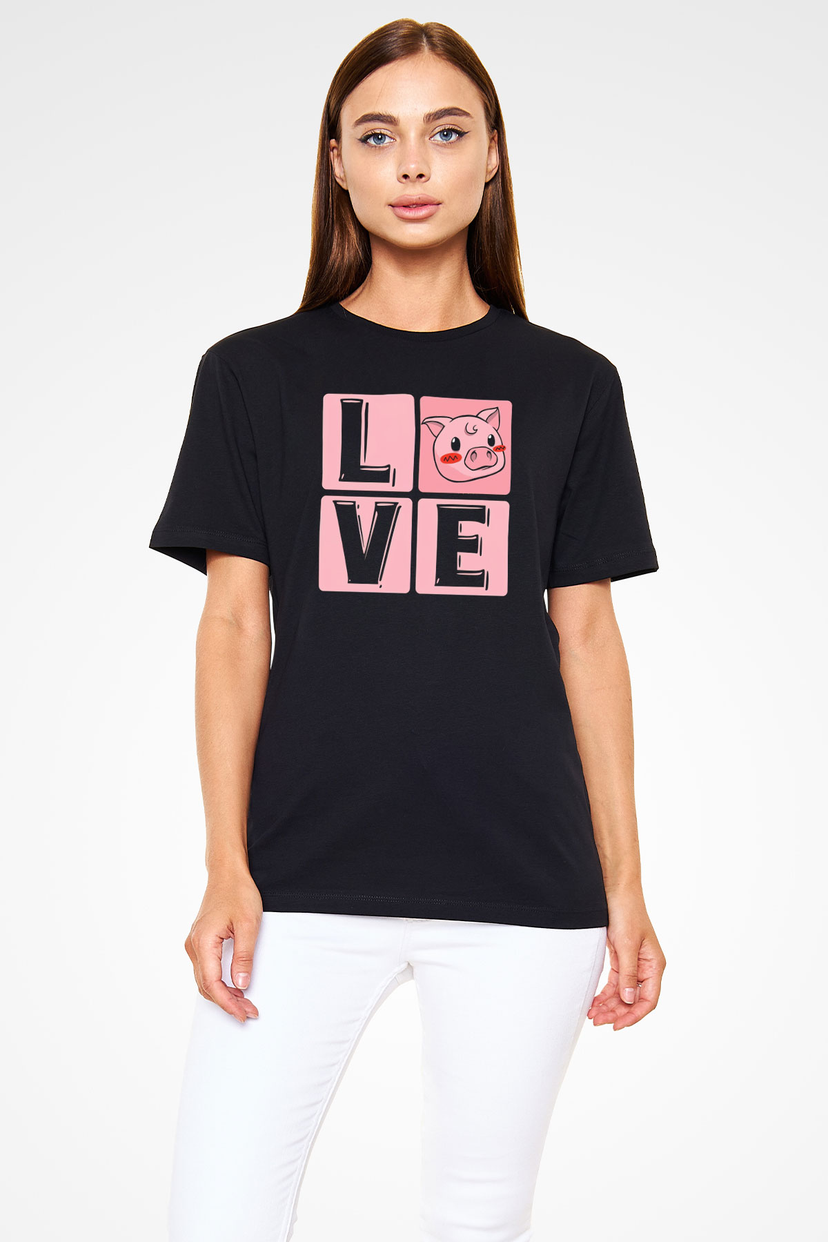 Domuz Siyah Unisex Tişört T-Shirt - TişörtFabrikası