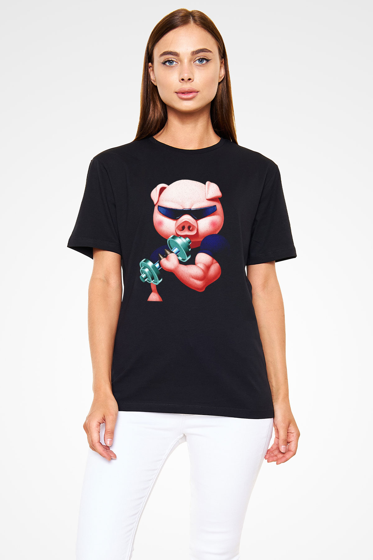 Domuz Siyah Unisex Tişört T-Shirt - TişörtFabrikası