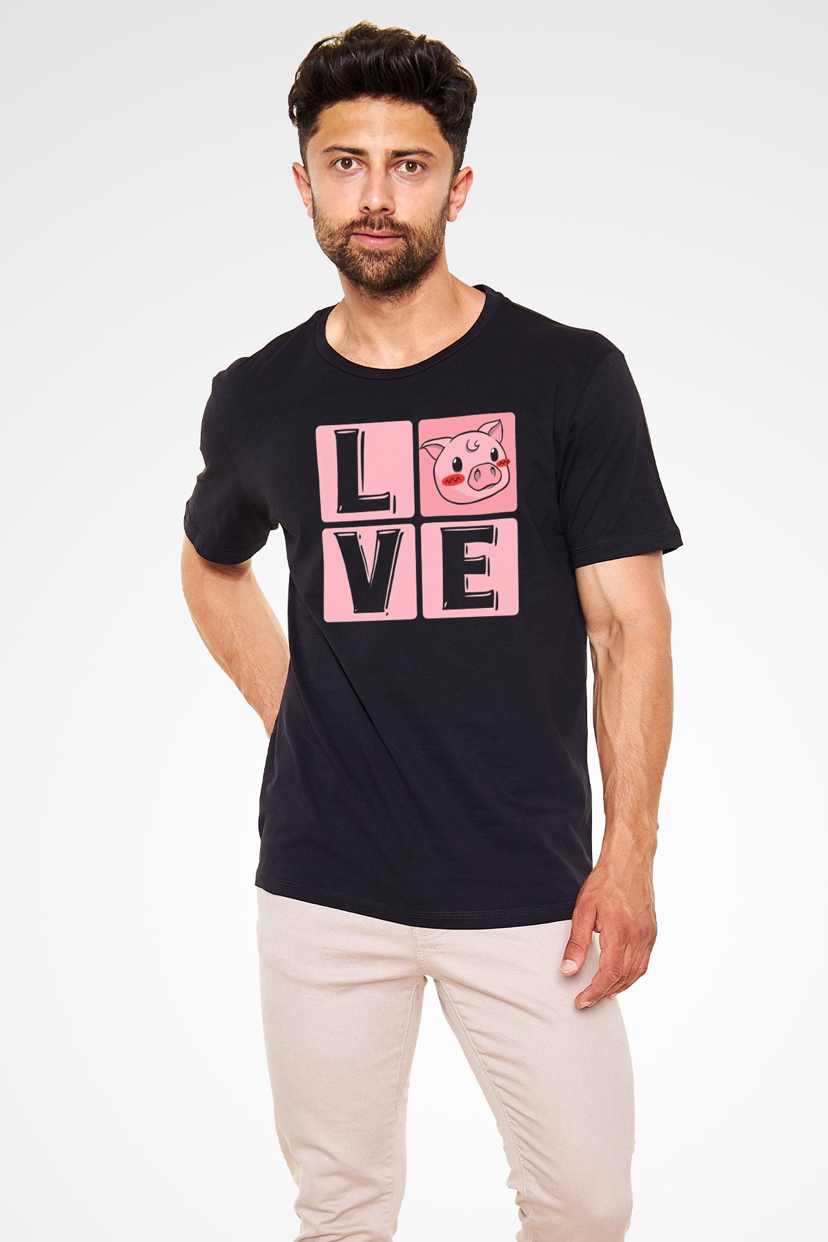Domuz Siyah Unisex Tişört T-Shirt - TişörtFabrikası