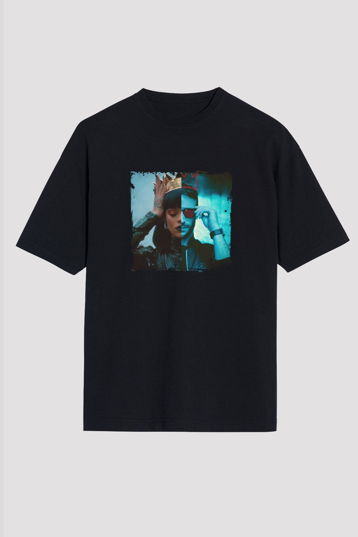 Don Diablo Baskılı Unisex Oversize Siyah Tişört