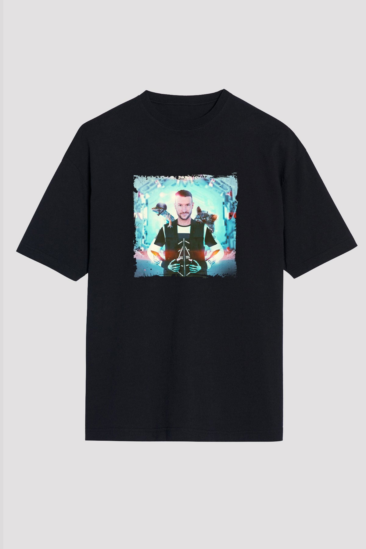 Don Diablo Baskılı Unisex Oversize Siyah Tişört