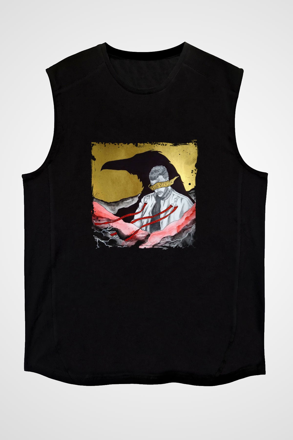 Don Diablo Baskılı Unisex Siyah Kolsuz Tişört