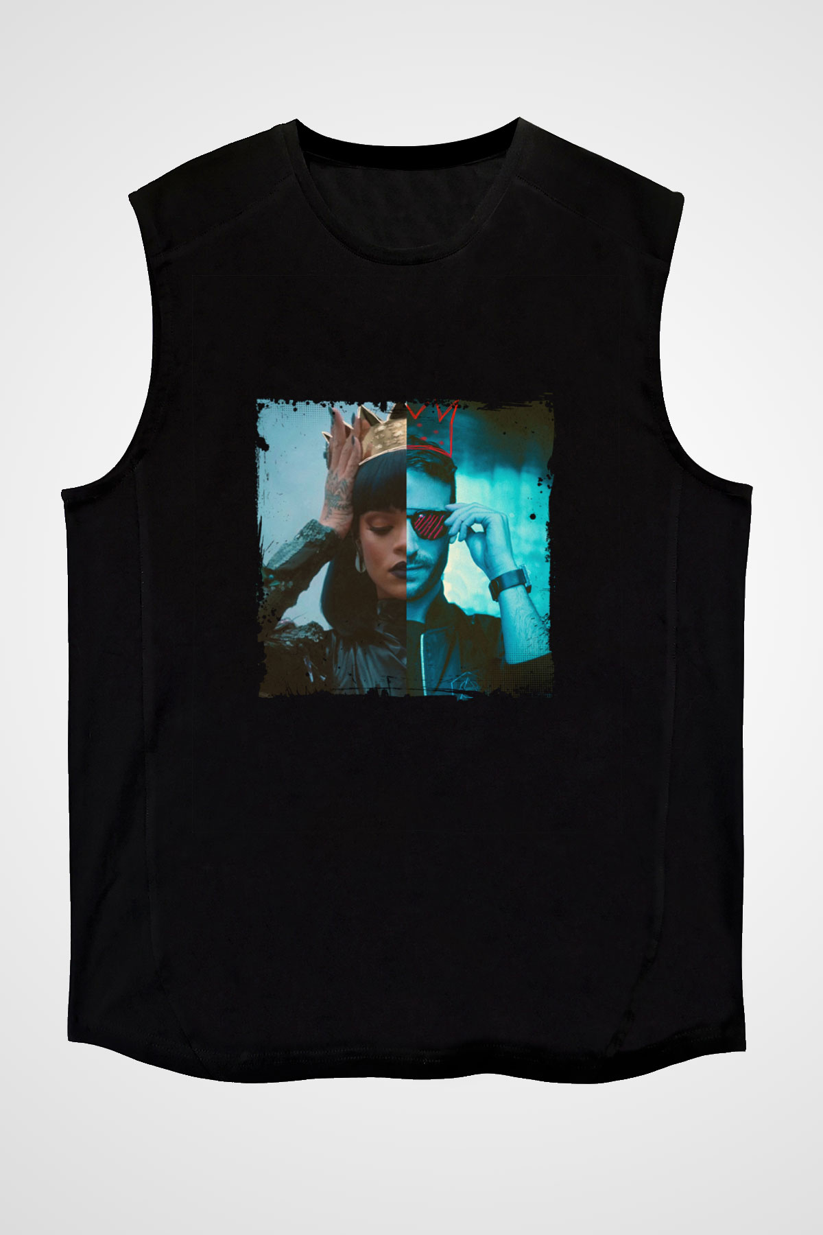 Don Diablo Baskılı Unisex Siyah Kolsuz Tişört