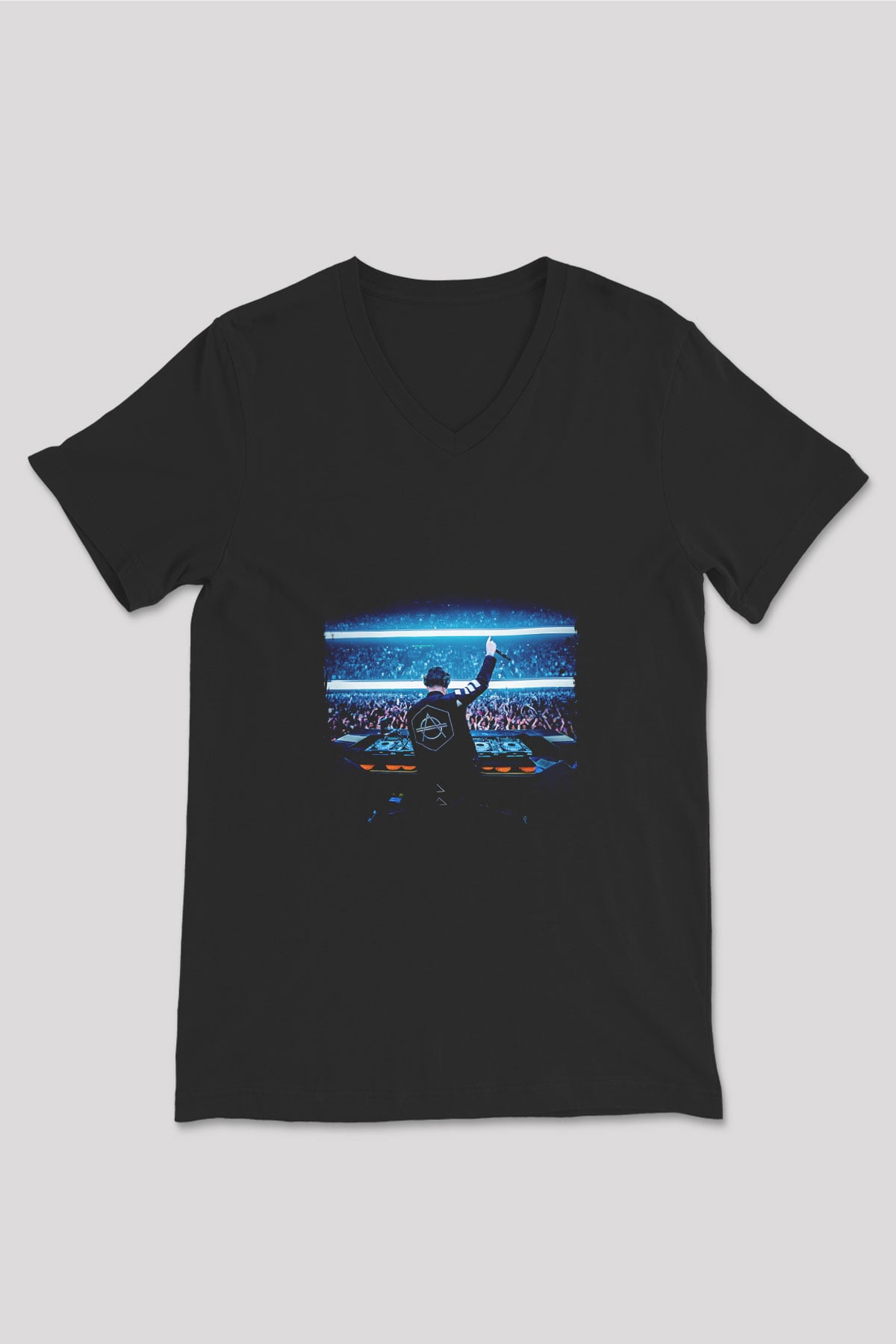 Don Diablo Baskılı Unisex Siyah V Yaka Tişört