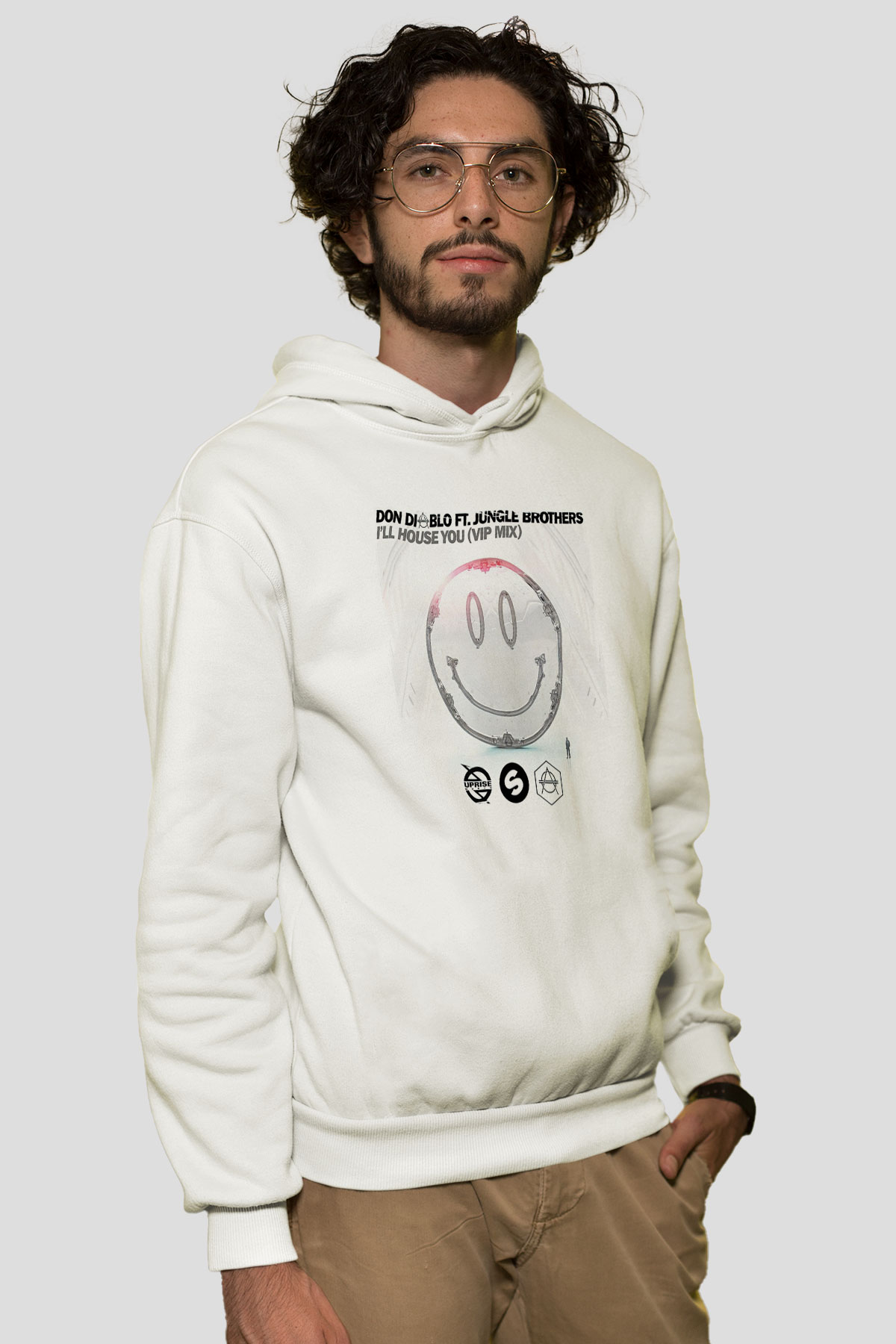Don Diablo Beyaz Unisex Kapüşonlu Sweatshirt