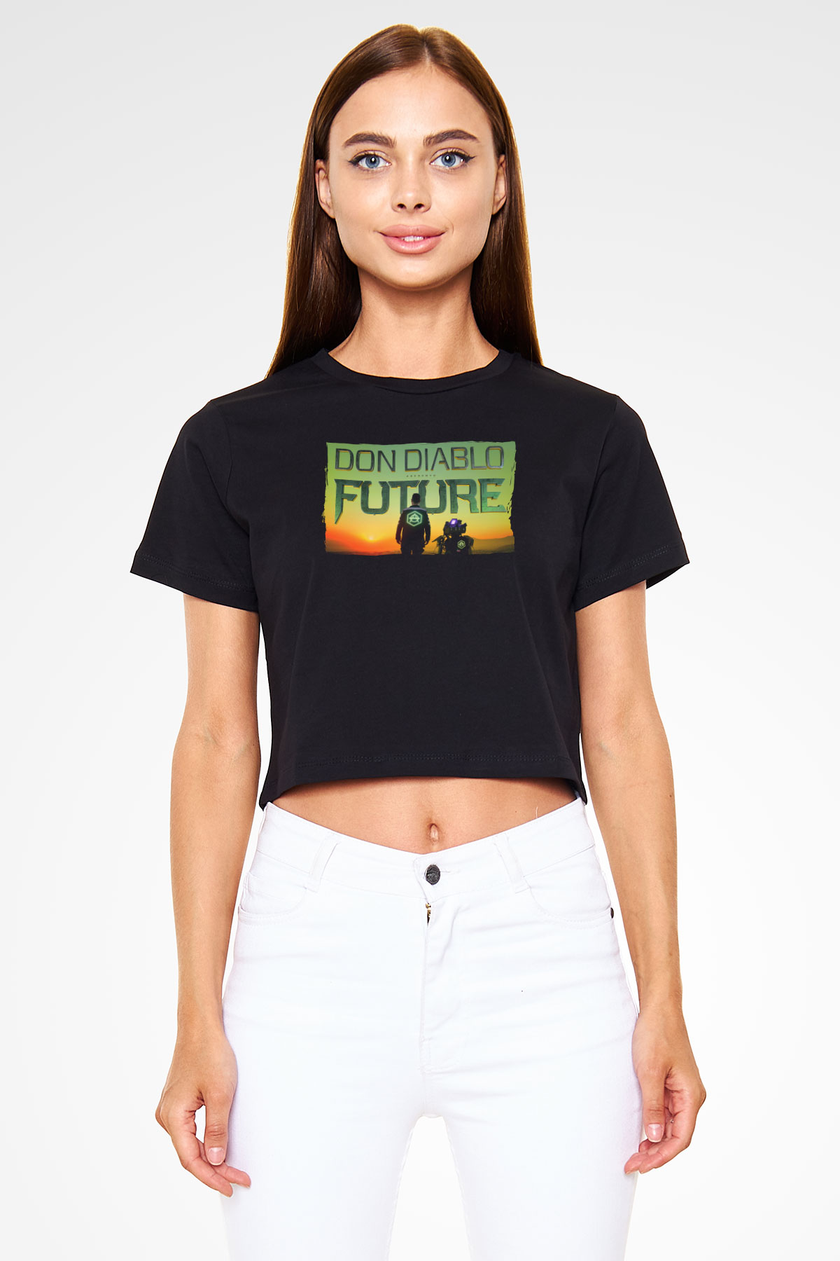 Don Diablo Siyah  Crop Top Tişört